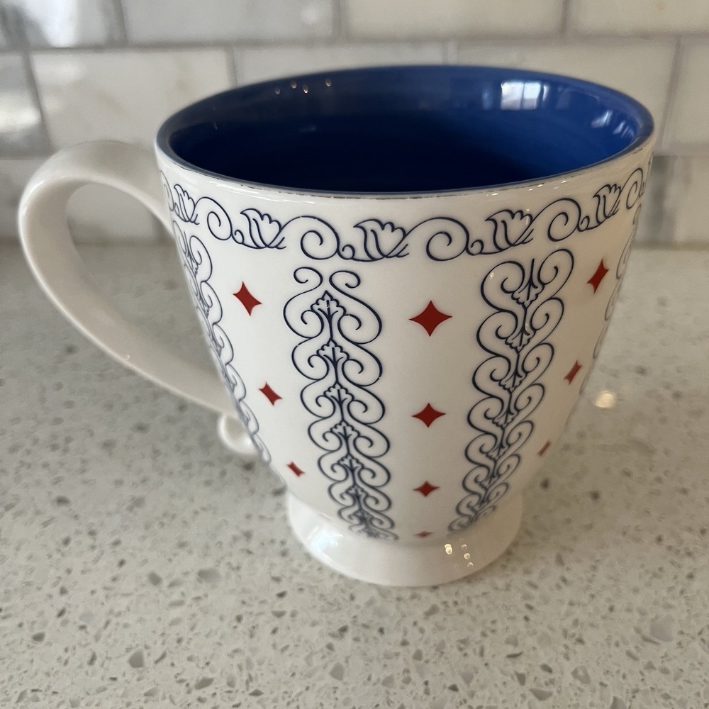 Vtg 2003 Starbucks Barista Coffee Cup Mug French Country Blue 18oz Scandinavian